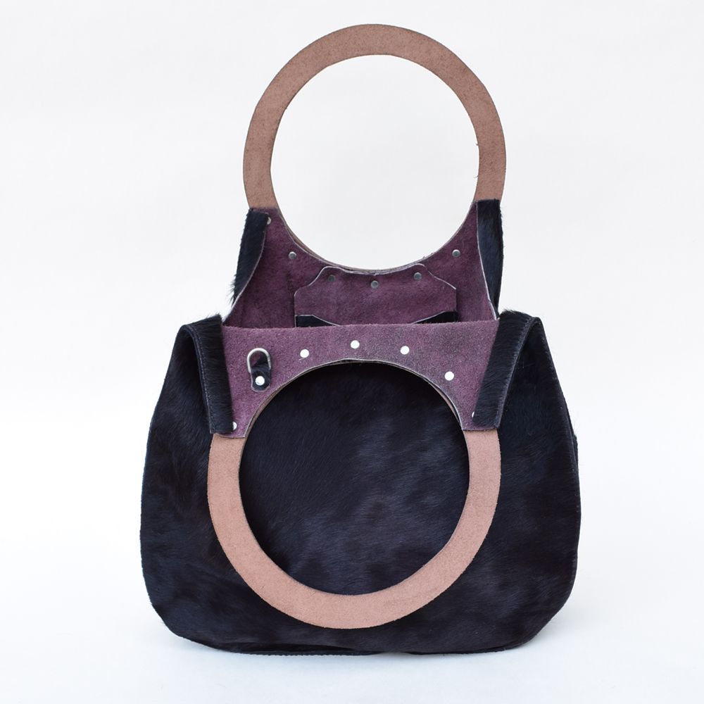 Black Hair-On Cowhide Pear Bag Handbags Pear Bags